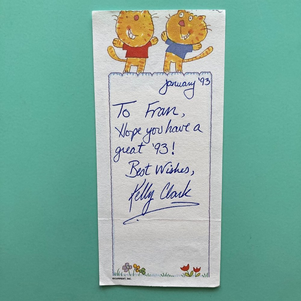 Kelly Clark Signed Inscribed Note Paper TV Lucy On All My Children Soap Opera